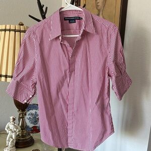 Ralph Lauren Red and White Striped Blouse